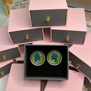 Upcycled Bottlecap Birdie Earrings Cute Indie Eco Jewelry